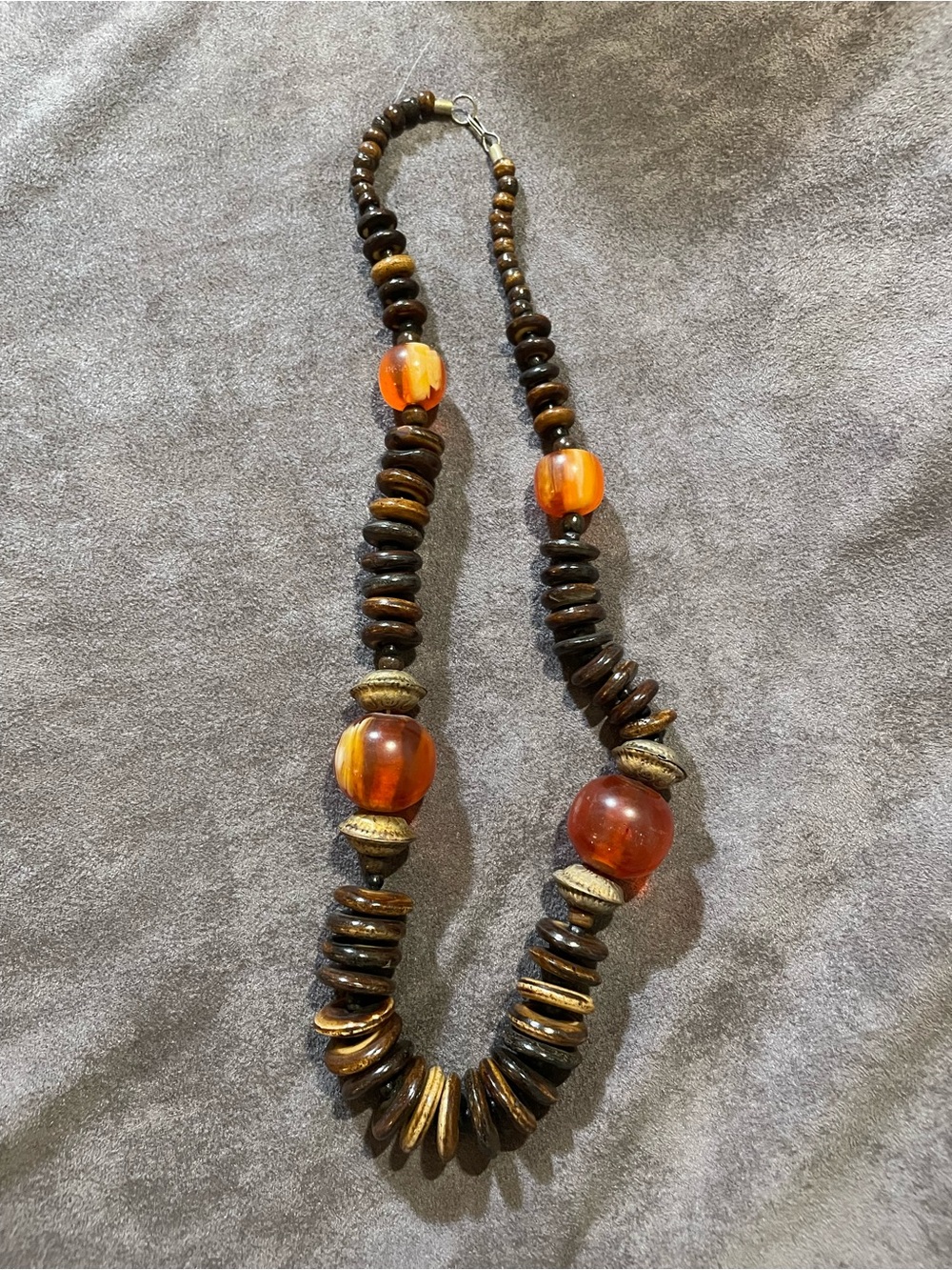 Handcrafted Brown and Amber Beaded Necklace